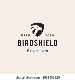 bird shield hipster vintage logo vector icon illustration