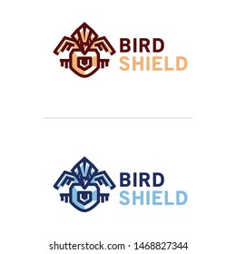 Bird shield line logo template for business or personal