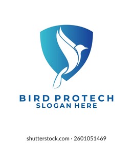 Bird Shield logo design vector. Protection logo symbol template