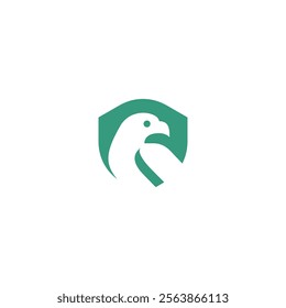 Bird shield Minimalist Logo For Business. vector eagle. leaf. grow up