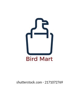 Logo-Design für Vogel- und Einkaufstaschen für die Marke Mart, Markt, Laden und Laden
