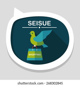bird and shopping paper bag flat icon with long shadow,eps10