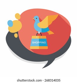 bird and shopping paper bag flat icon with long shadow,eps10