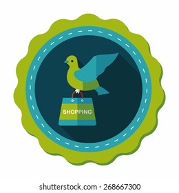 bird and shopping paper bag flat icon with long shadow,eps10