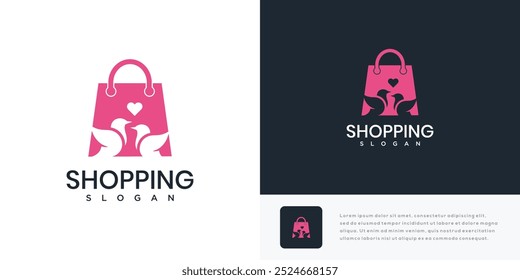 Bird shopping vector logo icon template. Bird animal shopping bag logo icon design	