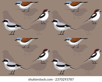 Bird Shrike Cartoon Cute Seamless Wallpaper Background