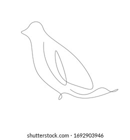 Bird silhouette. Animal line drawing, vector illustration
