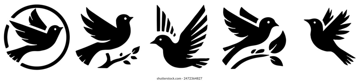 Bird Silhouette: Avian Symbol, Wildlife, Flat Vector Illustration