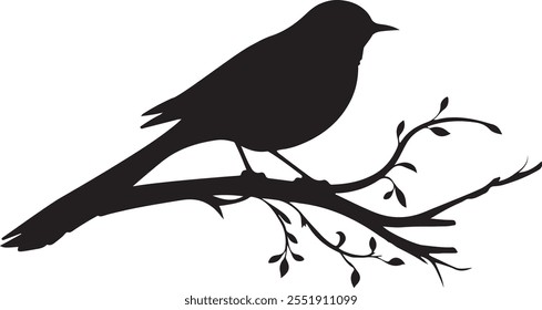 Bird silhouette color flower illustration 30