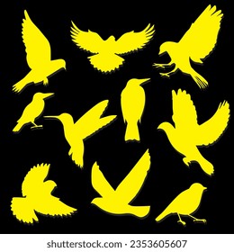 Vector de diseño de silueta de pájaro. Colección del vector de diseño de silueta de aves