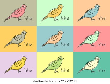 bird silhouette at different color variations. Vector icon.