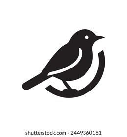 bird silhouette flat vector icon black and white in white background