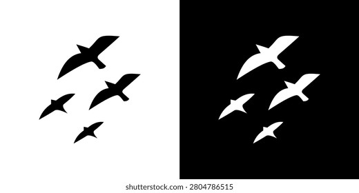 Bird silhouette icon gull seagull fly isolated graphic