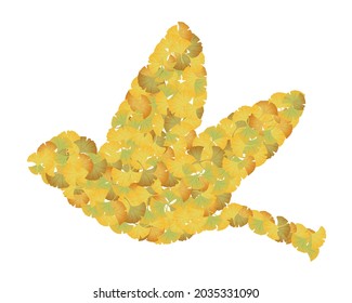 bird silhouette illustration of ginkgo leaves