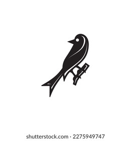 Bird. Silhouette of bird isolated on white background