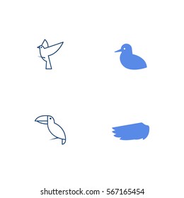 Bird Silhouette And Line Art Icon Logo Vector Set Element
