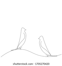 Bird silhouette line drawing, vector illustration
