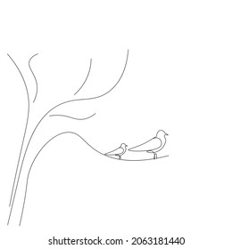 Ilustración vectorial de la línea de silueta de pájaro