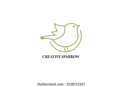 Bird silhouette logo. Abstract sparrow bird logo design icon. Sparrow in outline style logo design.