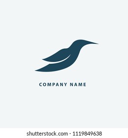 Bird silhouette logo. Vector abstract minimalistic illustration flying fowl. Pigeon icon. Zoo, pet shop, farm, bird feather, wild nature vector flat style logotype modern.