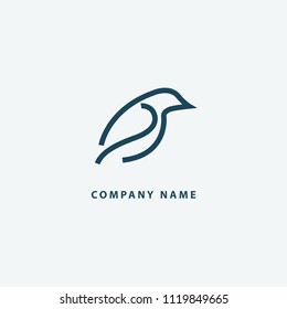 Bird silhouette logo. Vector abstract minimalistic illustration flying fowl. Pigeon icon. Zoo, pet shop, farm, bird feather, wild nature vector flat style logotype modern.