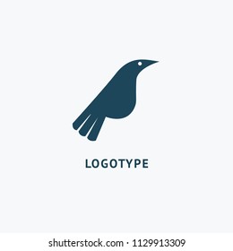 Bird silhouette logo. Vector abstract minimalistic illustration flying fowl. Pigeon icon. Zoo, pet shop, farm, bird feather, wild nature vector flat style logotype modern.
