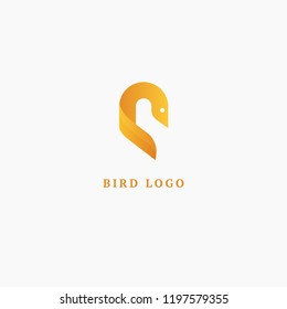 Bird silhouette logo. Vector abstract minimalistic illustration flying fowl. Pigeon icon. Zoo, pet shop, farm, bird feather, wild nature vector flat style logotype modern.