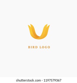 Bird silhouette logo. Vector abstract minimalistic illustration flying fowl. Pigeon icon. Zoo, pet shop, farm, bird feather, wild nature vector flat style logotype modern.