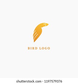 Bird silhouette logo. Vector abstract minimalistic illustration flying fowl. Pigeon icon. Zoo, pet shop, farm, bird feather, wild nature vector flat style logotype modern.