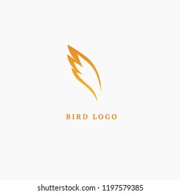 Bird silhouette logo. Vector abstract minimalistic illustration flying fowl. Pigeon icon. Zoo, pet shop, farm, bird feather, wild nature vector flat style logotype modern.