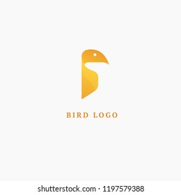 Bird silhouette logo. Vector abstract minimalistic illustration flying fowl. Pigeon icon. Zoo, pet shop, farm, bird feather, wild nature vector flat style logotype modern.