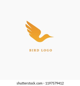 Bird silhouette logo. Vector abstract minimalistic illustration flying fowl. Pigeon icon. Zoo, pet shop, farm, bird feather, wild nature vector flat style logotype modern.