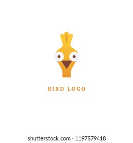 Bird silhouette logo. Vector abstract minimalistic illustration flying fowl. Ostrich icon. Zoo, pet shop, farm, bird feather, wild nature vector flat style logotype modern.