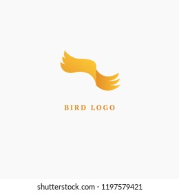 Bird silhouette logo. Vector abstract minimalistic illustration flying fowl. Pigeon icon. Zoo, pet shop, farm, bird feather, wild nature vector flat style logotype modern.