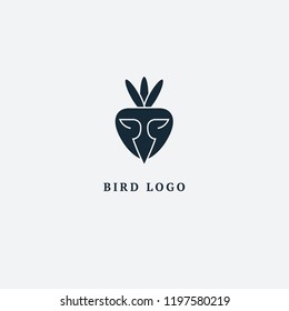 Bird silhouette logo. Vector abstract minimalistic illustration flying fowl. Eagle, falcon icon. Zoo, pet shop, farm, bird feather, wild nature vector flat style logotype modern.