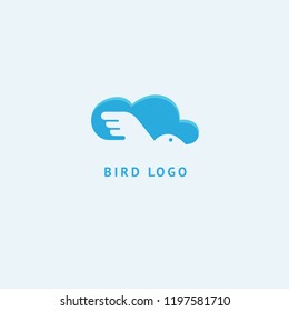 Bird silhouette logo. Vector abstract minimalistic illustration flying fowl. Pigeon icon. Zoo, pet shop, farm, bird feather, wild nature vector flat style logotype modern.