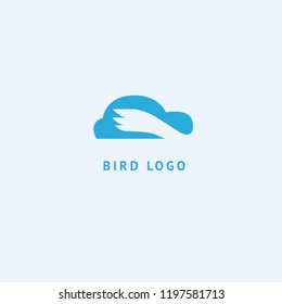 Bird silhouette logo. Vector abstract minimalistic illustration flying fowl. Pigeon icon. Zoo, pet shop, farm, bird feather, wild nature vector flat style logotype modern.