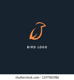 Bird silhouette logo. Vector abstract minimalistic illustration flying fowl. Pigeon icon. Zoo, pet shop, farm, bird feather, wild nature vector flat style logotype modern.