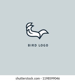 Bird silhouette logo. Vector abstract minimalistic illustration flying fowl. Pigeon icon. Zoo, pet shop, farm, bird feather, wild nature vector flat style logotype modern.