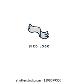 Bird silhouette logo. Vector abstract minimalistic illustration flying fowl. Pigeon icon. Zoo, pet shop, farm, bird feather, wild nature vector flat style logotype modern.