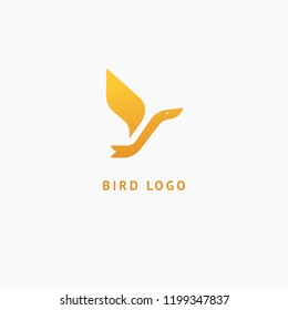 Bird silhouette logo. Vector abstract minimalistic illustration flying fowl. Pigeon icon. Zoo, pet shop, farm, bird feather, wild nature vector flat style logotype modern.