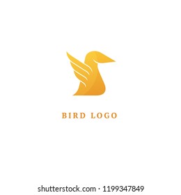 Bird silhouette logo. Vector abstract minimalistic illustration flying fowl. Pigeon icon. Zoo, pet shop, farm, bird feather, wild nature vector flat style logotype modern.