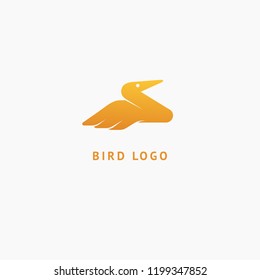 Bird silhouette logo. Vector abstract minimalistic illustration flying fowl. Pigeon icon. Zoo, pet shop, farm, bird feather, wild nature vector flat style logotype modern.