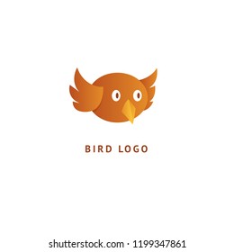 Bird silhouette logo. Vector abstract minimalistic illustration flying fowl. Owl icon. Zoo, pet shop, farm, bird feather, wild nature vector flat style logotype modern.