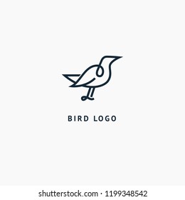 Bird silhouette logo. Vector abstract minimalistic illustration flying fowl. Pigeon icon. Zoo, pet shop, farm, bird feather, wild nature vector flat style logotype modern.