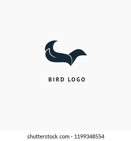 Bird silhouette logo. Vector abstract minimalistic illustration flying fowl. Pigeon icon. Zoo, pet shop, farm, bird feather, wild nature vector flat style logotype modern.