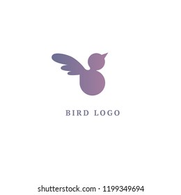 Bird silhouette logo. Vector abstract minimalistic illustration flying fowl. Pigeon icon. Zoo, pet shop, farm, bird feather, wild nature vector flat style logotype modern.