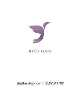 Bird silhouette logo. Vector abstract minimalistic illustration flying fowl. Pigeon icon. Zoo, pet shop, farm, bird feather, wild nature vector flat style logotype modern.