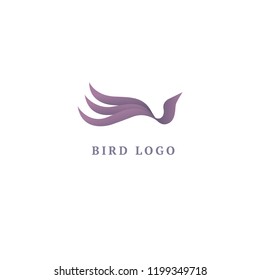 Bird silhouette logo. Vector abstract minimalistic illustration flying fowl. Pigeon icon. Zoo, pet shop, farm, bird feather, wild nature vector flat style logotype modern.