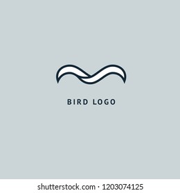 Bird silhouette logo. Vector abstract minimalistic illustration flying fowl. Gull icon. Zoo, pet shop, farm, bird feather, wild nature vector flat style logotype modern.